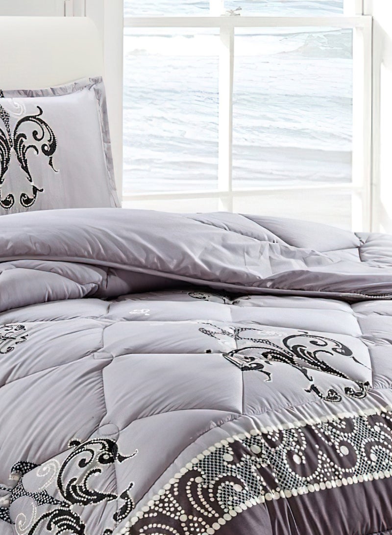 Moon Bed In A Bag Medium Filling King Size Comforter Set, 10 Pcs Floral Bedding Set Size 220 X 240 Cm with Comforter, Quilted Bed Skirt, Pillowcases, Cushion & Bedroom Slipper, Multicolor  - Image 4