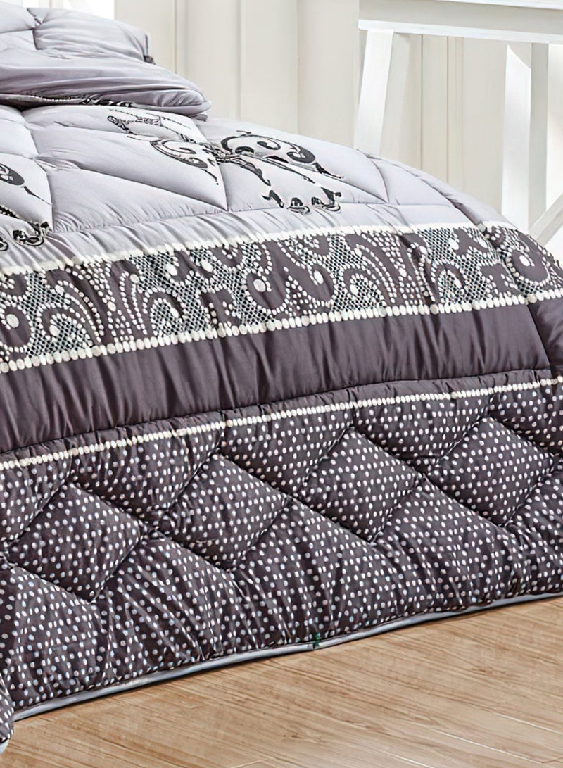 Moon Bed In A Bag Medium Filling King Size Comforter Set, 10 Pcs Floral Bedding Set Size 220 X 240 Cm with Comforter, Quilted Bed Skirt, Pillowcases, Cushion & Bedroom Slipper, Multicolor  - Image 5