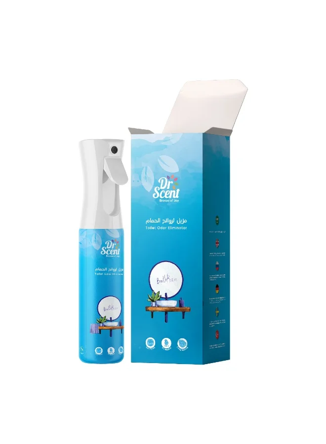 دكتور سينت بخاخ مزيل رائحة المرحاض من Dr Scent Breeze of Joy - تخلص من أقوى روائح المرحاض، برائحة الليمون والليمون الأخضر والزنبق والزنجبيل والمسك، 300 مل