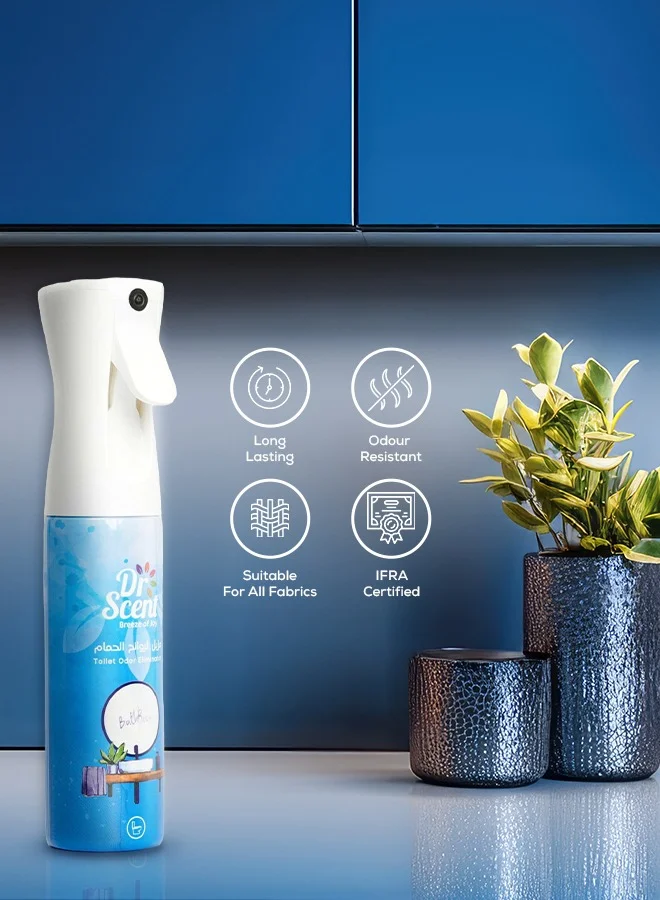 دكتور سينت بخاخ مزيل رائحة المرحاض من Dr Scent Breeze of Joy - تخلص من أقوى روائح المرحاض، برائحة الليمون والليمون الأخضر والزنبق والزنجبيل والمسك، 300 مل