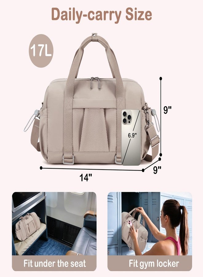 LEDAOU Small Gym Bag for Women, Mini Duffle Bag with Yoga Mat Holder Lightweight Carry On Sports Bag with Separate Shoe Pocket & Wet Pocket Duffel Bags Dance Yoga Workout Bag, Camel, Small 14 inch - Image 3