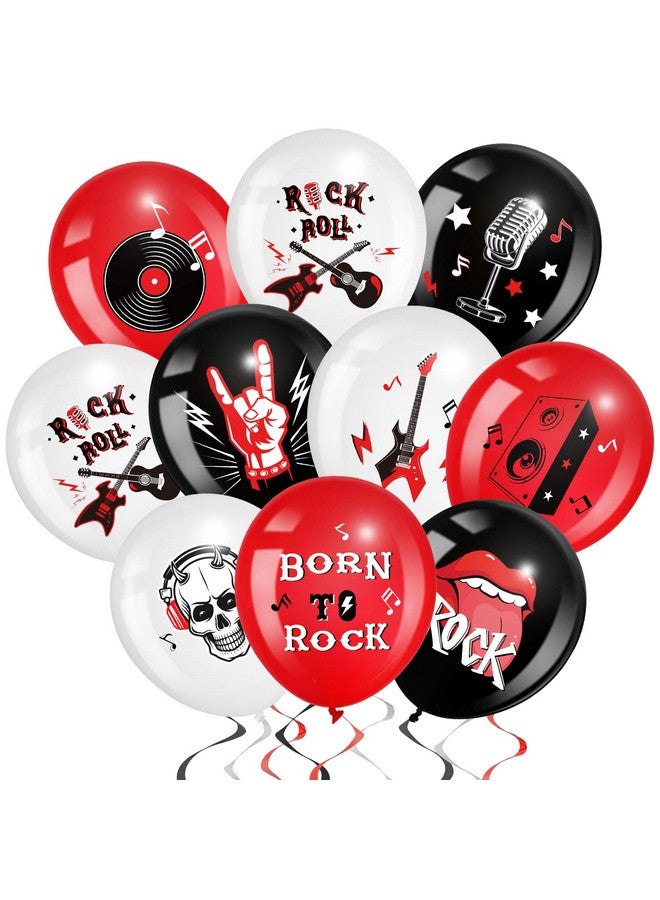 Aoriher 54 Pcs Rock and Roll Party Decor 12 Inch Born to Rock Latex Balloons Music Theme Band Favors for Holiday 70s 80s 90s Band Bar Music Themed Birthday Party Supplies - Image 1