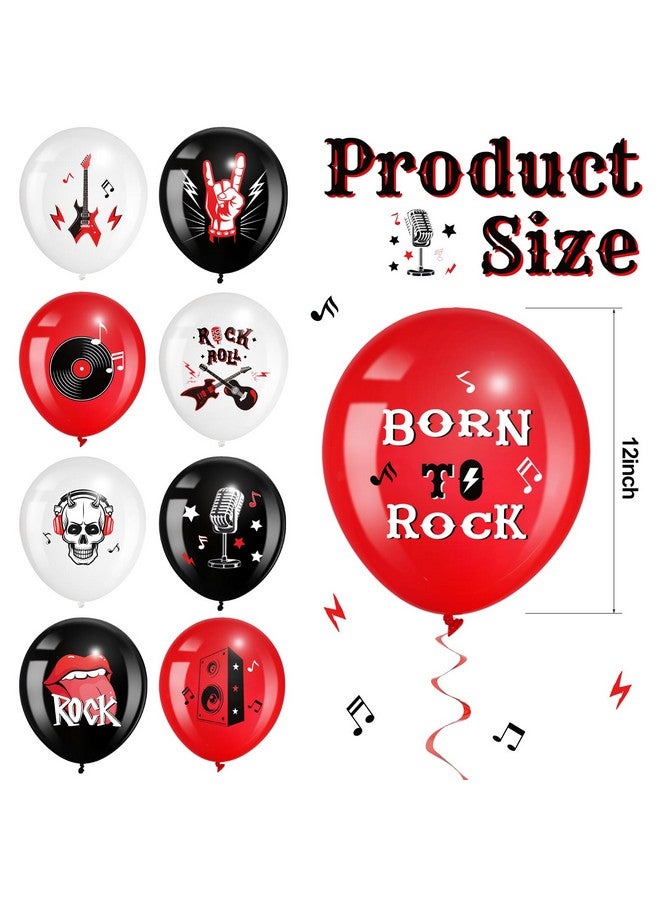 Aoriher 54 Pcs Rock and Roll Party Decor 12 Inch Born to Rock Latex Balloons Music Theme Band Favors for Holiday 70s 80s 90s Band Bar Music Themed Birthday Party Supplies - Image 2
