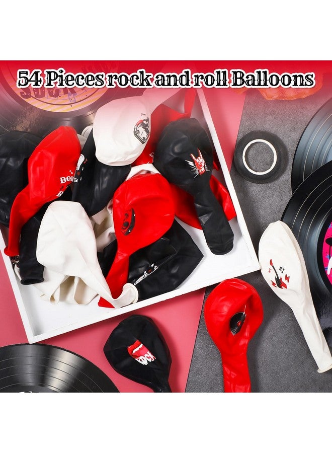 Aoriher 54 Pcs Rock and Roll Party Decor 12 Inch Born to Rock Latex Balloons Music Theme Band Favors for Holiday 70s 80s 90s Band Bar Music Themed Birthday Party Supplies - Image 3