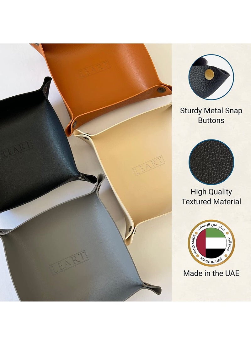 لي آرت Valet Tray - صينية صغيرة ومدمجة لتخزين الأغراض | منظم للمكتب، بجانب السرير، مدخل المنزل | صينية لتخزين المفاتيح والعملات المعدنية والقرطاسية والمجوهرات (أسود)  - Image 3
