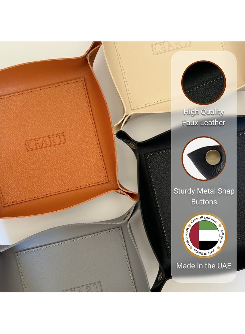 LeArt Valet Tray - Small & Compact Catchall Tray | Desk, Bedside, Home Entrance Entryway Organizer | Valet Tray for Keys, Coins, Stationary, Jewellery (Black) - Image 2