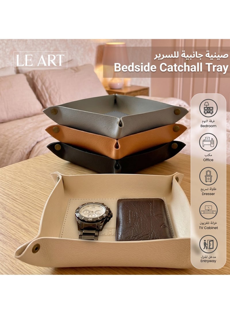LeArt Valet Tray - Small & Compact Catchall Tray | Desk, Bedside, Home Entrance Entryway Organizer | Valet Tray for Keys, Coins, Stationary, Jewellery (Black) - Image 4