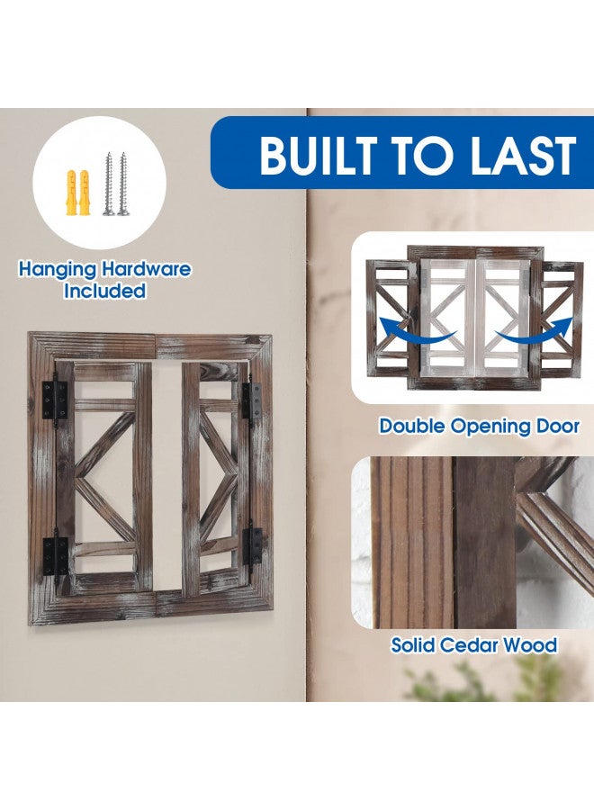 J JACKCUBE DESIGN J JACKCUBE DEISGN Rustic Wood Window Frame with Opening-doors, Wall Art Decor Hanging Window Panes, Farmhouse Wall Décor for Living Room, Bathroom, Kitchen and More -MK587A  - Image 2