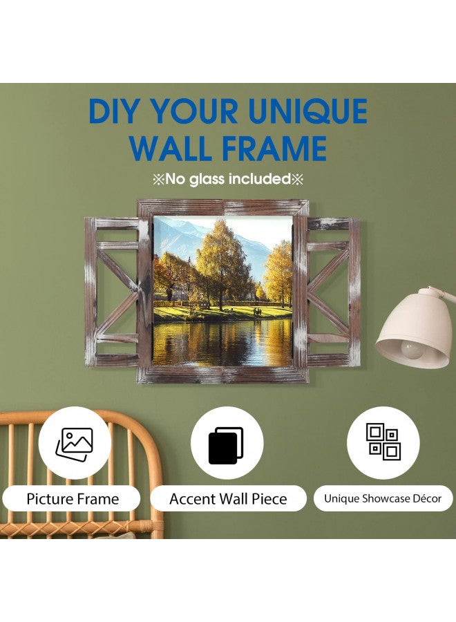 J JACKCUBE DESIGN J JACKCUBE DEISGN Rustic Wood Window Frame with Opening-doors, Wall Art Decor Hanging Window Panes, Farmhouse Wall Décor for Living Room, Bathroom, Kitchen and More -MK587A  - Image 1