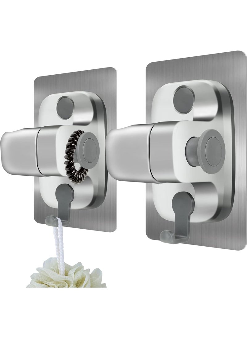 SOLARAE Shower Head Holder, 2 Pack Strong Adhesive Waterproof Handheld Shower Holder, Adjustable Shower Head Holder, Silver - Image 1