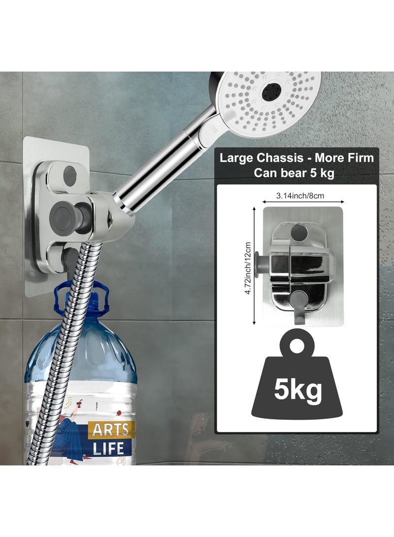 SOLARAE Shower Head Holder, 2 Pack Strong Adhesive Waterproof Handheld Shower Holder, Adjustable Shower Head Holder, Silver - Image 2