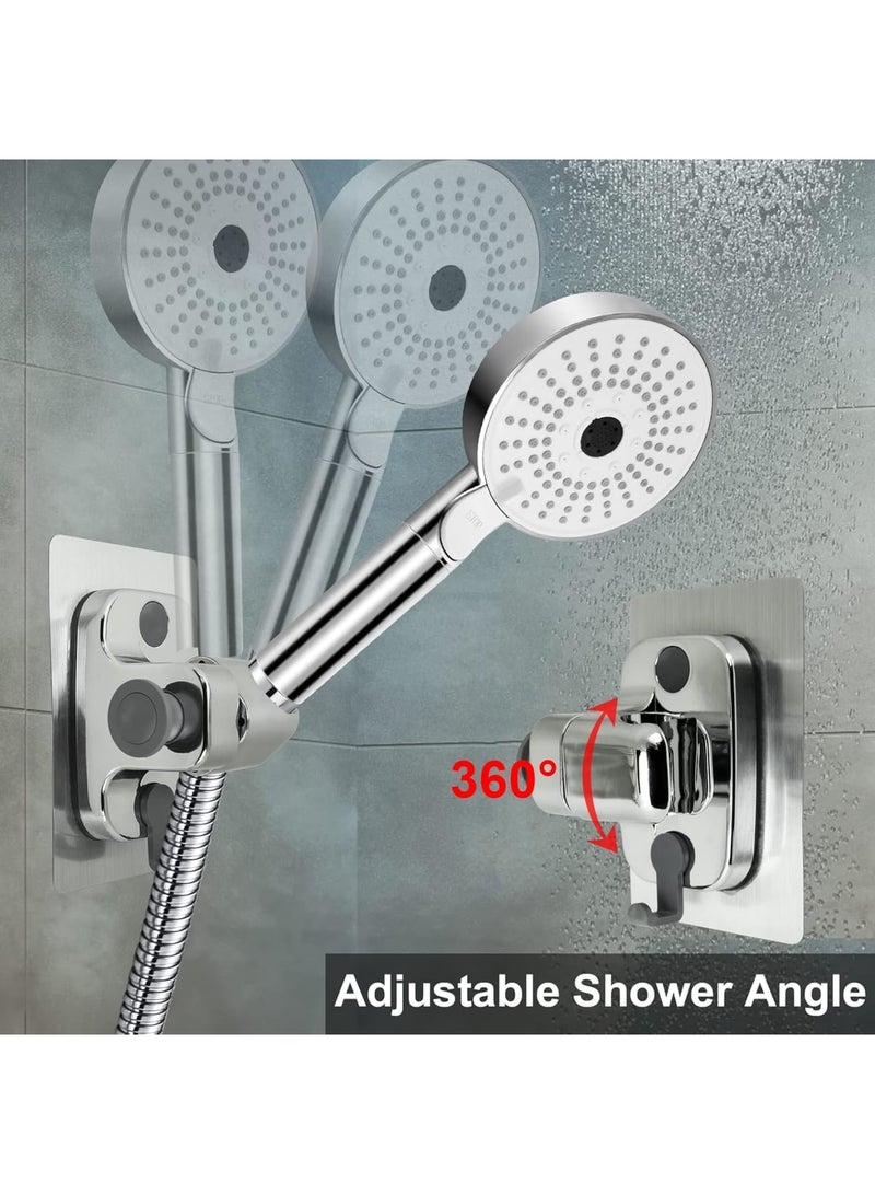 SOLARAE Shower Head Holder, 2 Pack Strong Adhesive Waterproof Handheld Shower Holder, Adjustable Shower Head Holder, Silver - Image 5