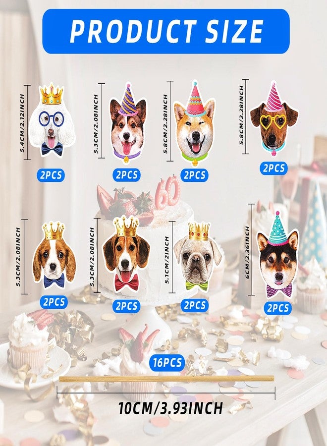 Pretwad 16 Pcs Pet Dog Cupcake Toppers Puppy Cupcake Topper Decor Dogs Themed Birthday Party Decorations Happy Birthday Dog Cupcake Toppers Decorations - Image 3