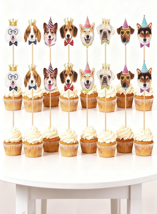 Pretwad 16 Pcs Pet Dog Cupcake Toppers Puppy Cupcake Topper Decor Dogs Themed Birthday Party Decorations Happy Birthday Dog Cupcake Toppers Decorations - Image 1