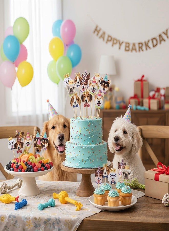 Pretwad 16 Pcs Pet Dog Cupcake Toppers Puppy Cupcake Topper Decor Dogs Themed Birthday Party Decorations Happy Birthday Dog Cupcake Toppers Decorations - Image 2