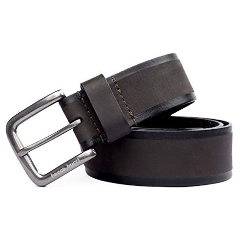 Bacca Bucci® Men's Casual Genuine Leather Jeans Belt 40 MM Wide 4 MM Thick Alloy Prong Buckle for Casual wear-Dark Grey - Image 2