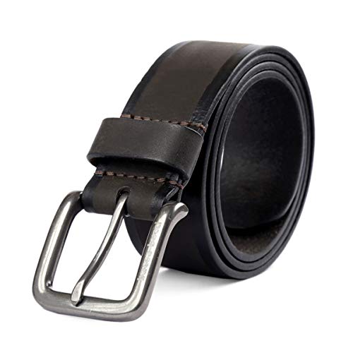 Bacca Bucci® Men's Casual Genuine Leather Jeans Belt 40 MM Wide 4 MM Thick Alloy Prong Buckle for Casual wear-Dark Grey - Image 1