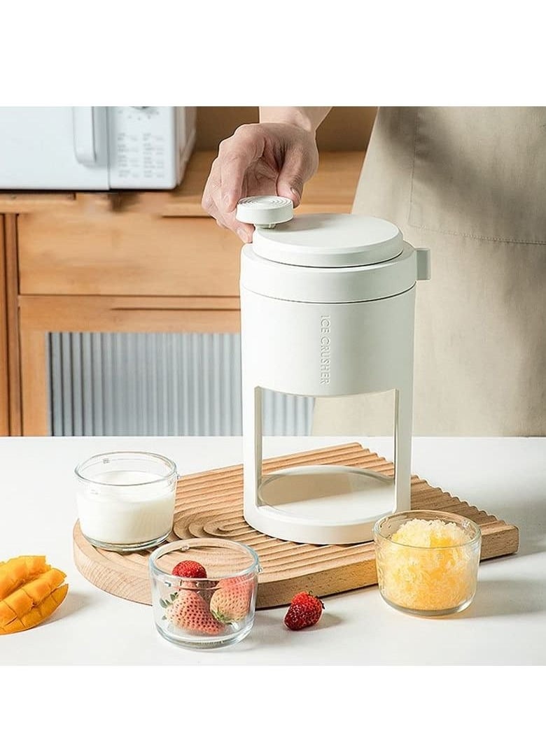 MIXDE - Portable Manual Ice Crusher Shaver Slush Machine with Thickened Stainless Steel Blades and Ice Cube Tray Mould and Glass Container for Making Drinks - Image 1