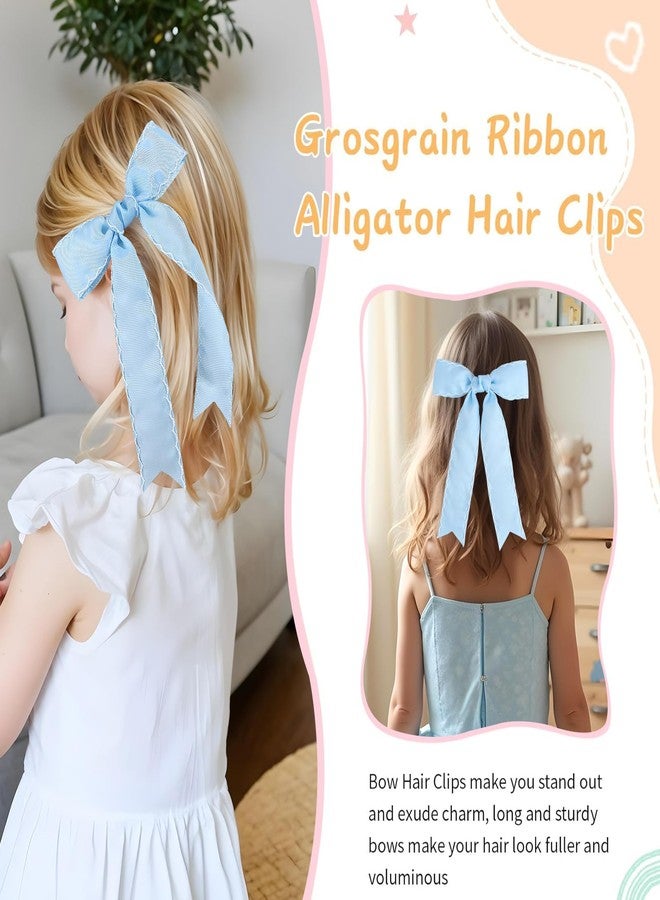 NCMAMA 2PCS Light Blue Bows for Girls Grosgrain Ribbon Alligator Hair Clips Hair Barrettes Hair Accessories for Girl Teens Kids Toddler with Long Tail - Image 5
