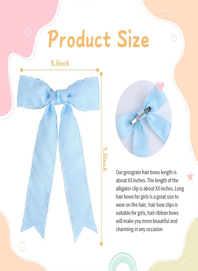 NCMAMA 2PCS Light Blue Bows for Girls Grosgrain Ribbon Alligator Hair Clips Hair Barrettes Hair Accessories for Girl Teens Kids Toddler with Long Tail - Image 3