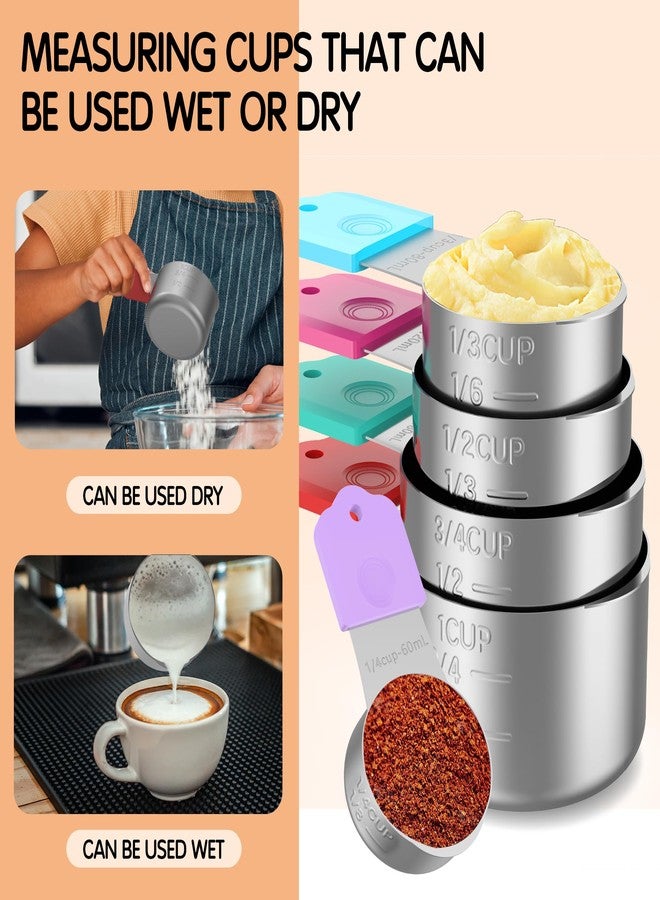 Minteem Magnetic Measuring Cups, 5 Stainless Steel Nesting Measuring Cup Set for Measuring Dry or Liquid Ingredients - Image 3