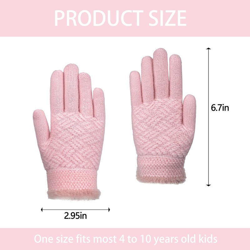 FENELY 2 Pairs Kid Winter Knit Gloves Stretchy Warm Gloves Gift for Boy Girl - Image 4