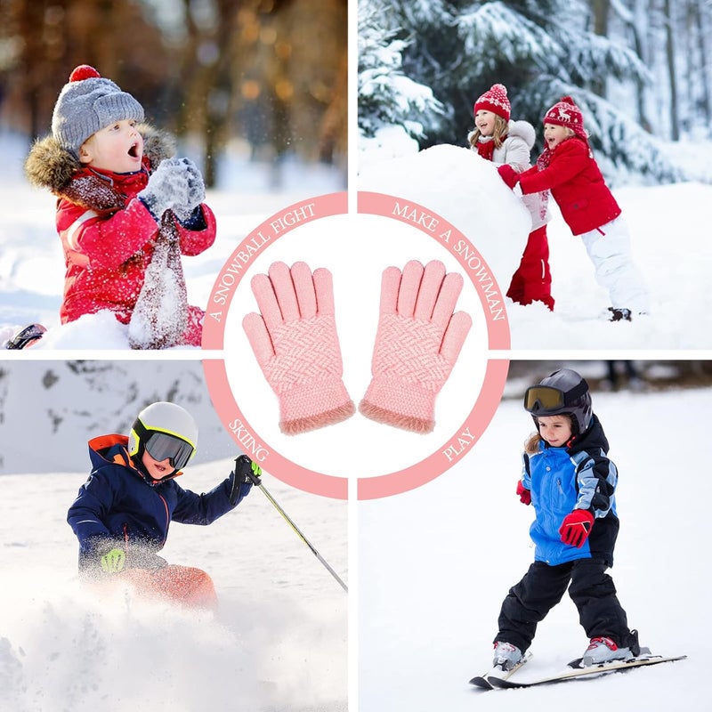 FENELY 2 Pairs Kid Winter Knit Gloves Stretchy Warm Gloves Gift for Boy Girl - Image 5