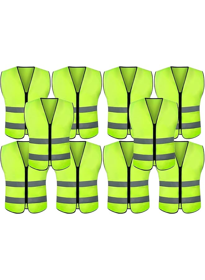 ECVV 10Pcs Reflective Safety Vest Bright Neon Color With 2 Inch Reflective Strips Zipper Front 10 - Image 1