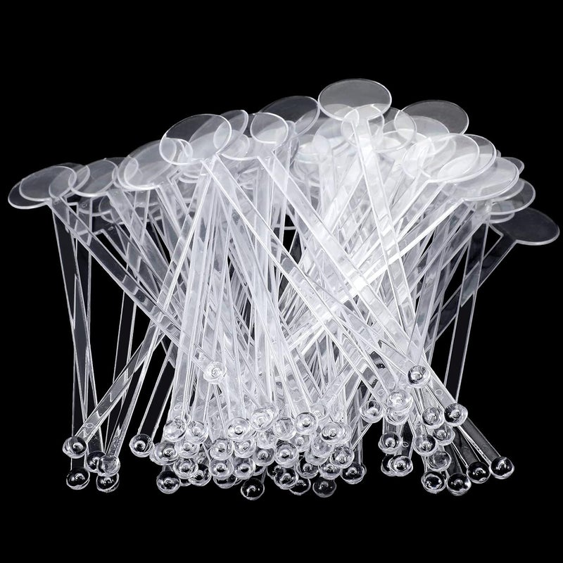 Marsui 240 Pieces 7 Inch Swizzle Sticks for Cocktail Coffee Drink Stirrers Cocktail Stirrers Disposable Stirring Sticks Plastic Disc Top for Mixing Coffee Whiskey Beverage (Clear) - Image 4