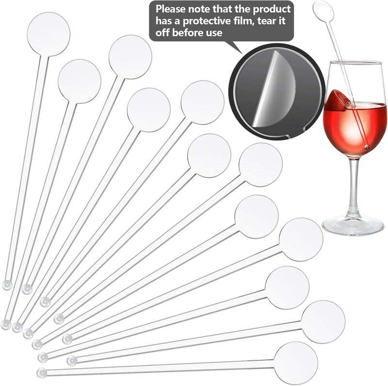 Marsui 240 Pieces 7 Inch Swizzle Sticks for Cocktail Coffee Drink Stirrers Cocktail Stirrers Disposable Stirring Sticks Plastic Disc Top for Mixing Coffee Whiskey Beverage (Clear) - Image 2