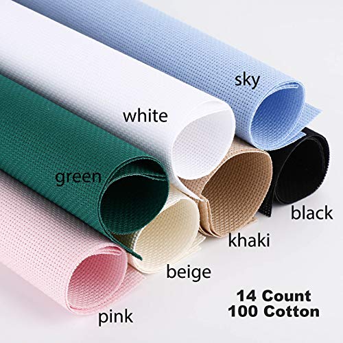 Donmon Aida Cloth 14 Count Cross Stitch Fabric Multi Colored 12×18inch 7Pcs - Image 5