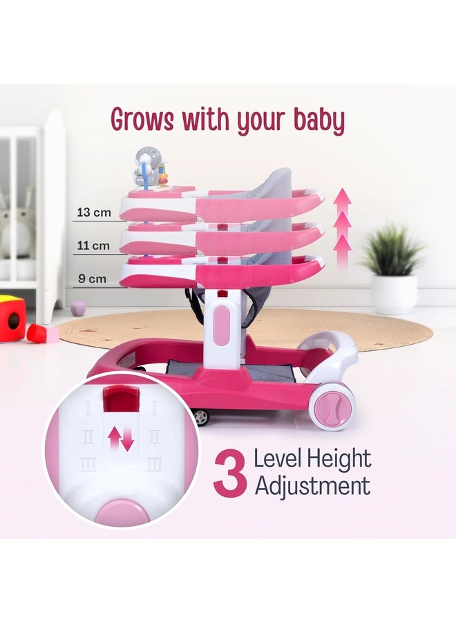 Luvlap Regal Baby Walker 9+ Months | 3 Level Height Adjustment Walker/Advanced Premium Baby Activity Walker, Pink - Image 3