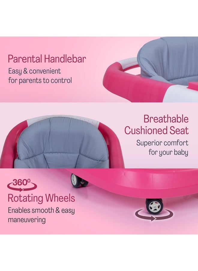 Luvlap Regal Baby Walker 9+ Months | 3 Level Height Adjustment Walker/Advanced Premium Baby Activity Walker, Pink - Image 4
