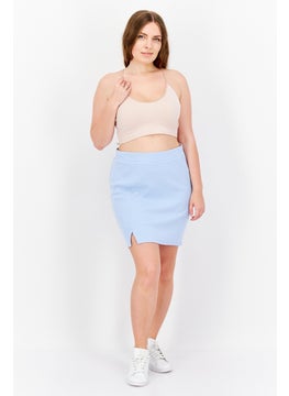 Women Solid Ribbed Mini Skirt, Blue - pzsku/ZBFB004A0891DAC44DEEBZ/45/_/1727187664/7e59ab96-b474-44dc-987c-4fc7f41fd4fa