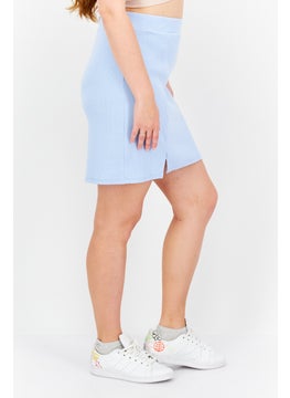 Women Solid Ribbed Mini Skirt, Blue - pzsku/ZBFB004A0891DAC44DEEBZ/45/_/1737900770/4ba32237-df65-48bb-9ec5-e84c75334caa