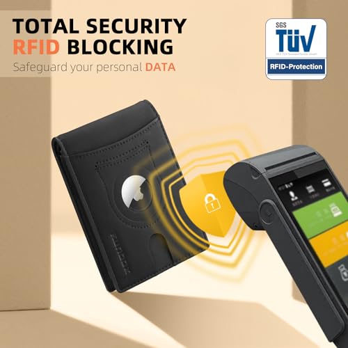 RUNBOX AirTag-Wallet-Mens-Slim-RFID Blocking Wallets Leather with Bill Compartment Air Tag Bifold Card Holder Wallet Gifts for Men Dad - Image 4