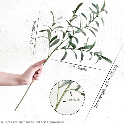 FiveSeasonStuff Lifelike Olive Branches – Premium 30-inch Faux Greenery with Realistic Gray-Green Leaves & Bendable Stems – 6 Stems for Home, Events, and Rustic Decor - Image 4