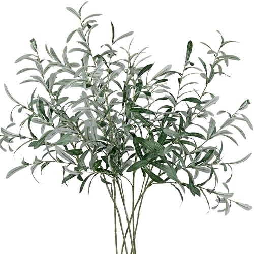 FiveSeasonStuff Lifelike Olive Branches – Premium 30-inch Faux Greenery with Realistic Gray-Green Leaves & Bendable Stems – 6 Stems for Home, Events, and Rustic Decor - Image 1