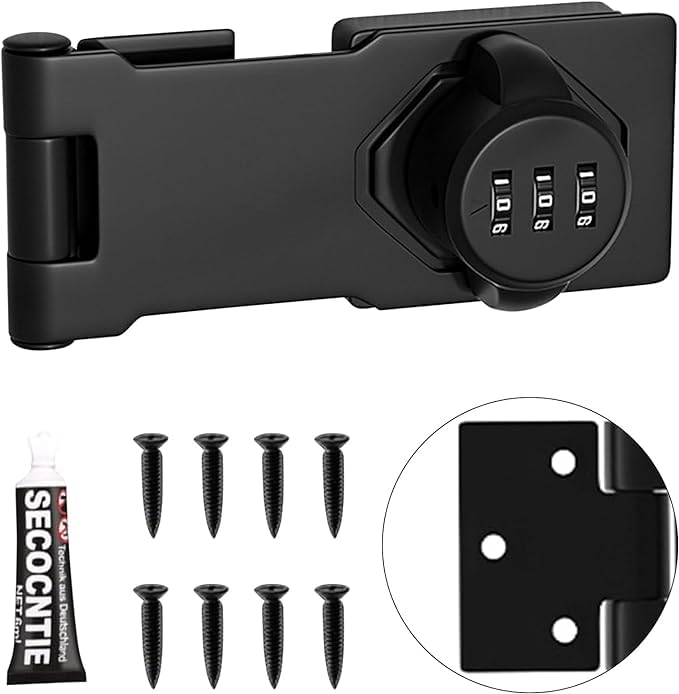 Zipzox Cabinet Password Lock AntiTheft Household Cabinet Password Hasp Locks Combination Door Lock Lock with Screws for Furniture Cabinet Mailbox Drawer Cabinet Closet Bathroom Barn Door Lock - Image 1