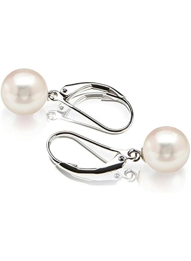 PAVOI Sterling Silver Simulated Shell Pearl Earrings Leverback Dangle Studs - Image 3