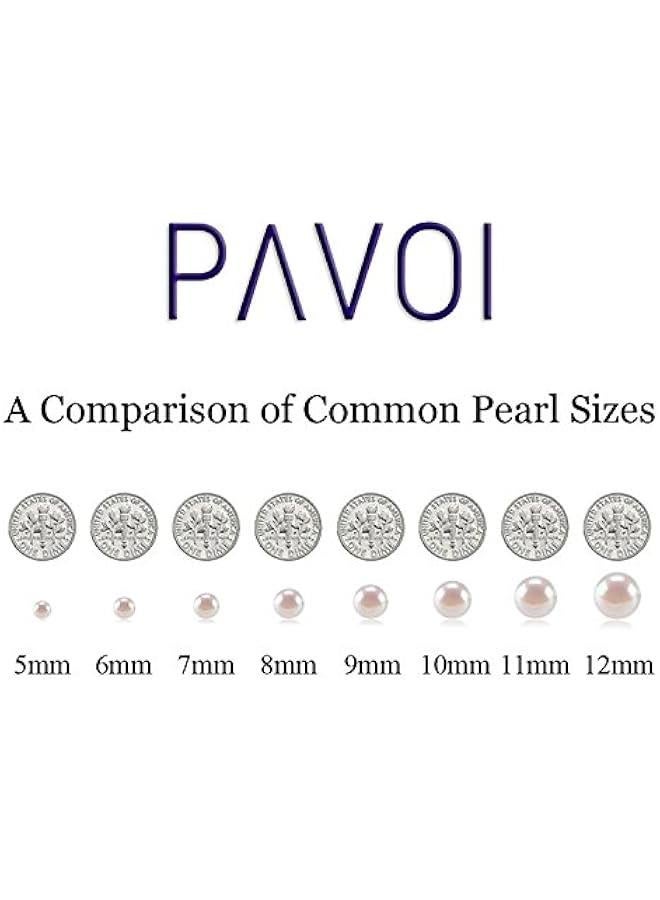 PAVOI Sterling Silver Simulated Shell Pearl Earrings Leverback Dangle Studs - Image 4