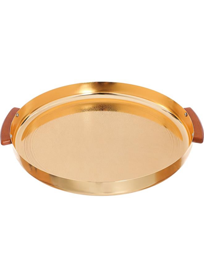 Alsaif Steel Serving Tray 36X36X4 Cm Gold - Image 1