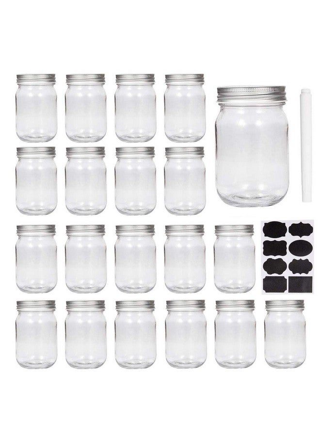 Accguan Mason Jars,Glass Jars With Lids 12 oz,Canning Jars For Pickles And Kitchen Storage,Wide Mouth Spice Jars With Silver Lids For Honey,Caviar,Herb,Jelly,Jams,Set of 20 - Image 1