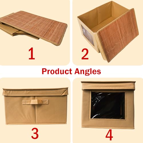Prime Pick Smart Fold Storage Box Foldable Cloth Organizer Bamboo Lid Breathable Washable Wardrobe Drawer Closet Clothes Storage Bin Easy Carry Home Organizer Beige - Image 3