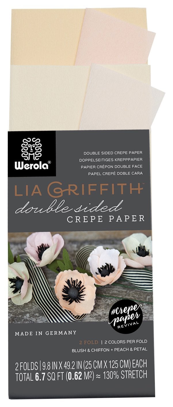 Lia Griffith Double Sided Crepe Paper Folds Roll 67Square Feet Blush and Chiffon Petal and Peach