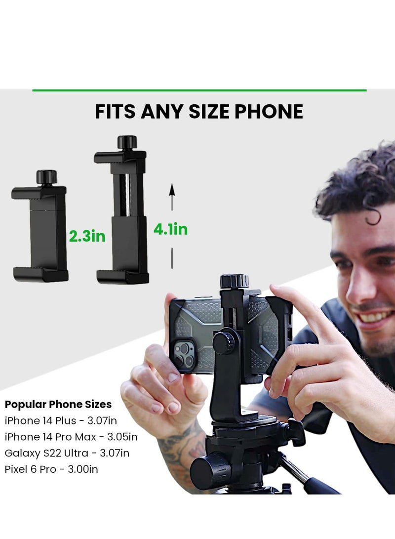 Excefore Cell Phone Tripod Mount Adapter with Bluetooth Remote, Fits Any Size Smartphone Including iPhone 14 Plus, Pro Max, S23 Ultra - Image 2