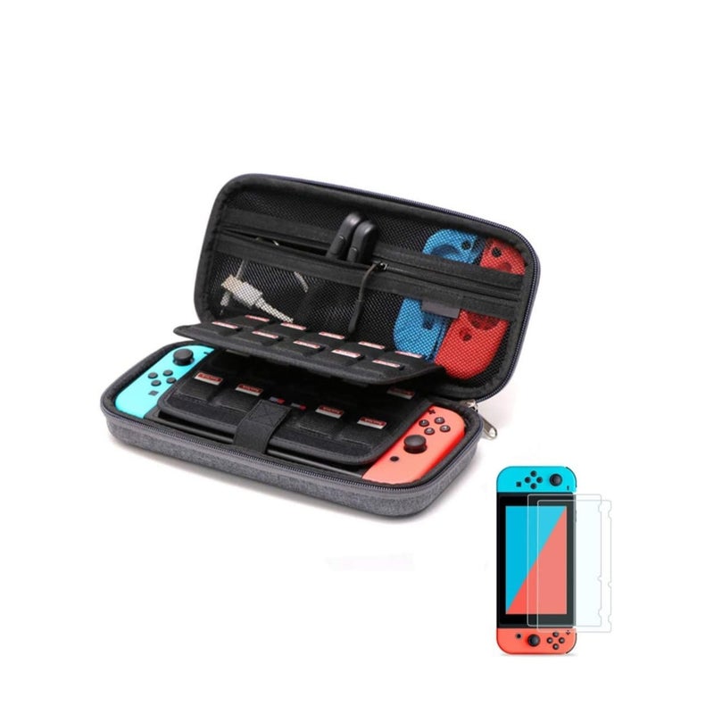 Barakah Carrying Case Compatible with Nintendo Switch/Switch OLED/Switch Lite with 2 Pack Tempered Glass Screen Protectors, Waterproof Design with 10 Game Card Slots & Accessory Pocket for Travel - Image 1