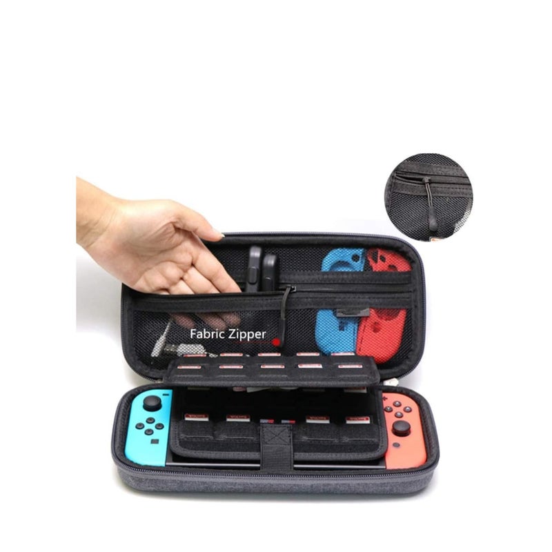 Barakah Carrying Case Compatible with Nintendo Switch/Switch OLED/Switch Lite with 2 Pack Tempered Glass Screen Protectors, Waterproof Design with 10 Game Card Slots & Accessory Pocket for Travel - Image 4