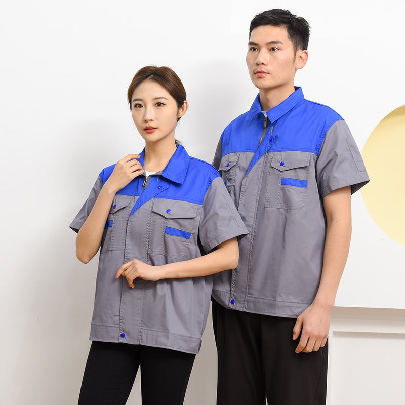 Zhenhao Summer Half-Sleeved Work Clothes Men'S Short-Sleeved Thin Suit Men'S Breathable Labor Protection Tooling Workshop Factory Clothes Work Clothes - Image 1