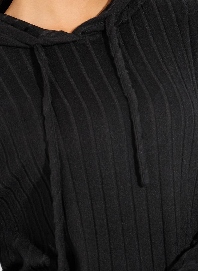 Styli Rib Knit Hooded Top & Wide Leg Pants Co-Ords  - Image 3
